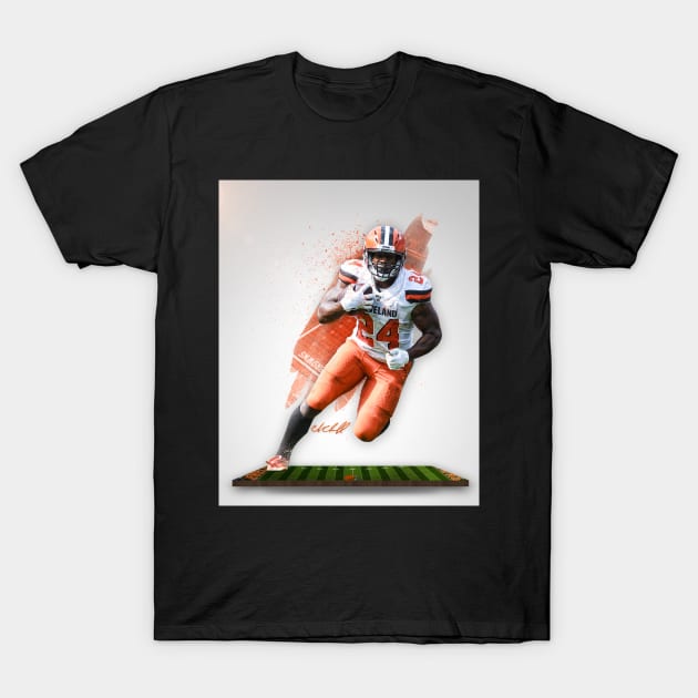 Nick Chubb Cleveland Sports Art T-Shirt by JRoseGraphics